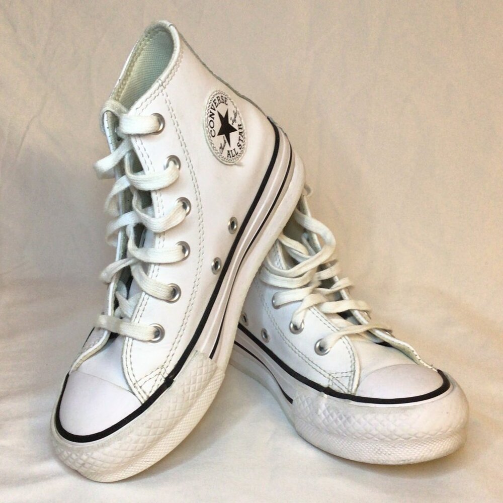 🤍 Converse Chuck Taylor All Star White Leather High-Top Sneakers | Youth 13.5